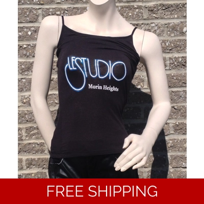 Woman Black Tank Top White & Blue Front Logo M/H